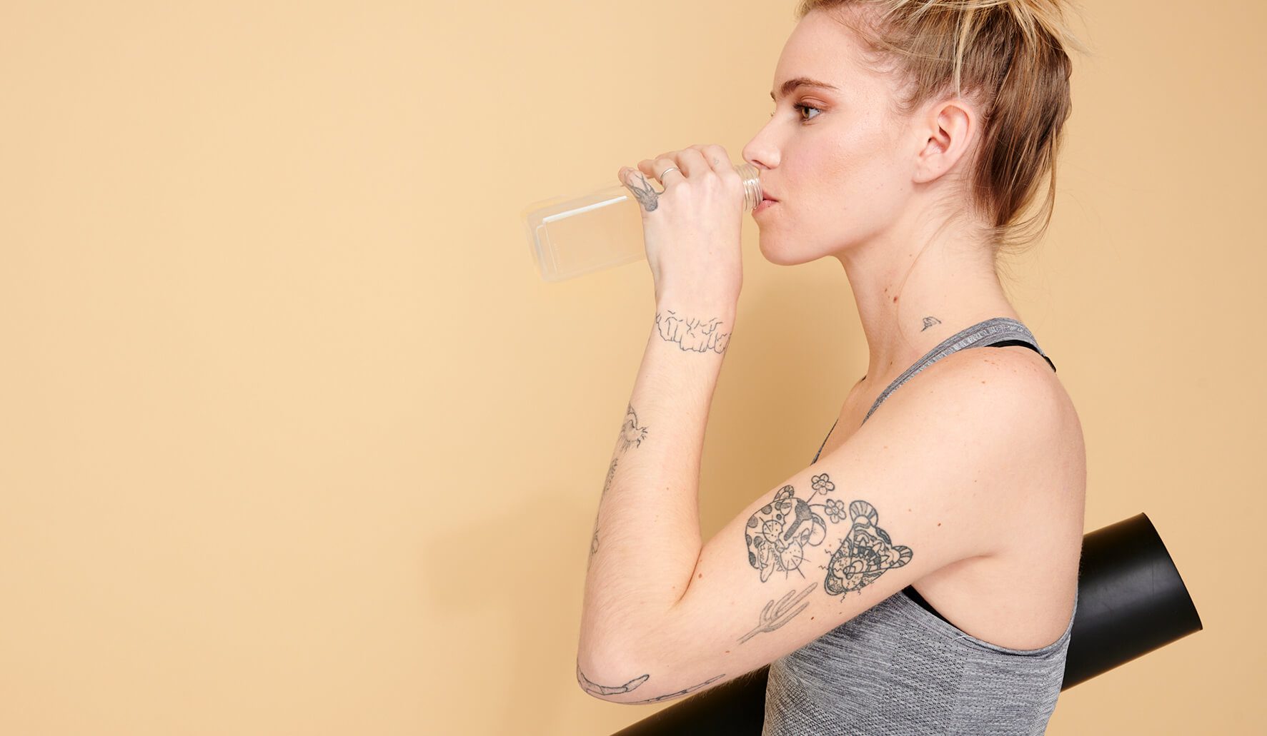 Drinking CBD water post yoga